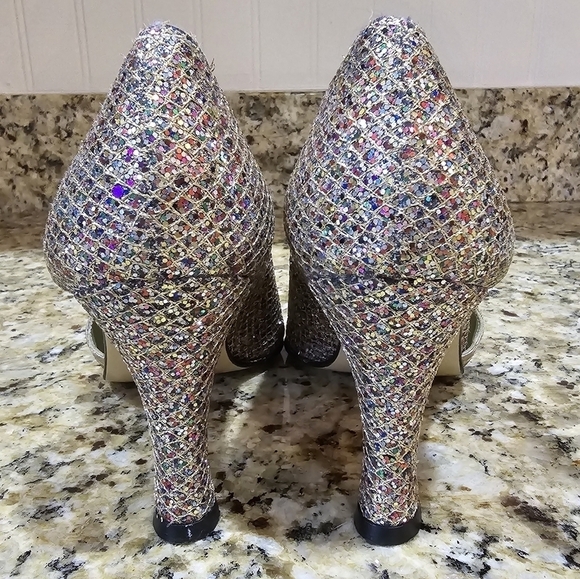 Margaret Jerrold Vintage Sparkly Heels Womens Size 5.5 Made In Spain - Picture 2 of 10
